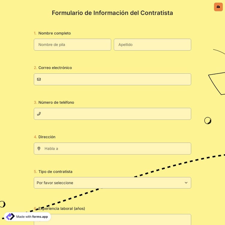 Formulario de Información del Contratista