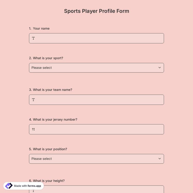 Sports Player Profile Form