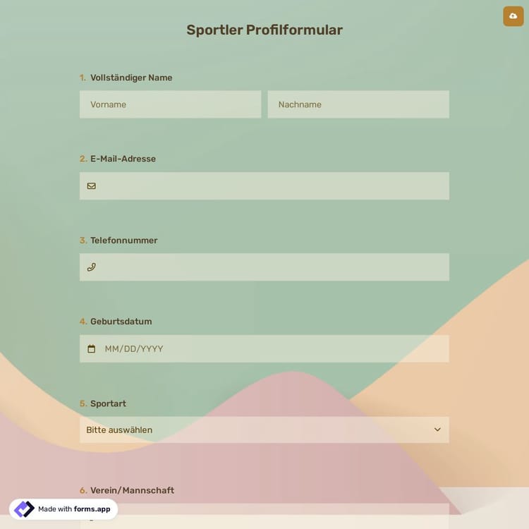 Sportler Profilformular
