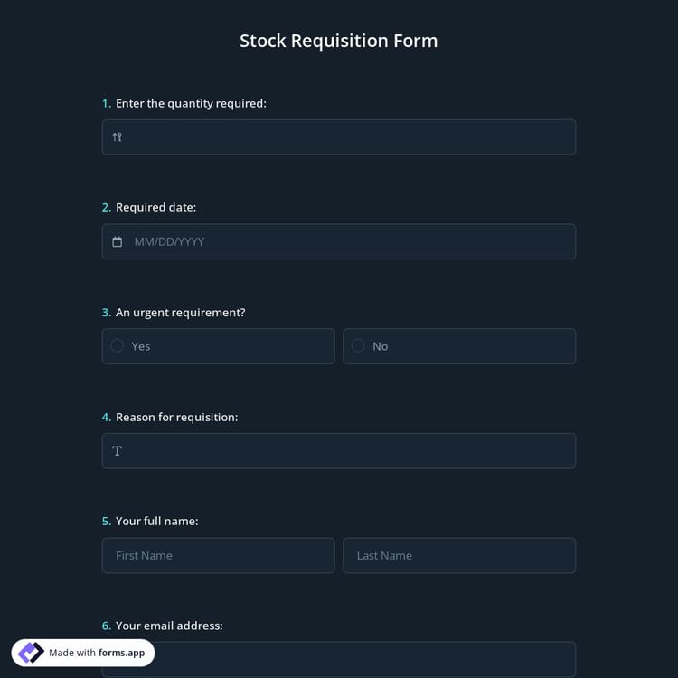 Stock Requisition Form