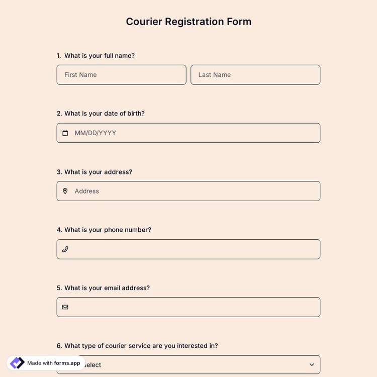 Courier Registration Form