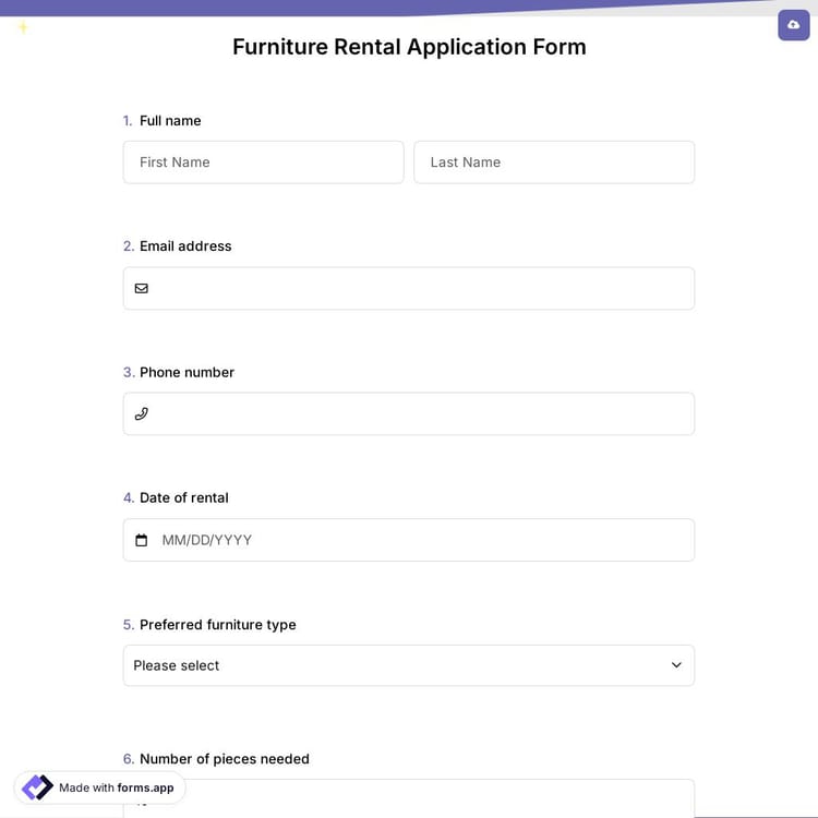 Furniture Rental Application Form