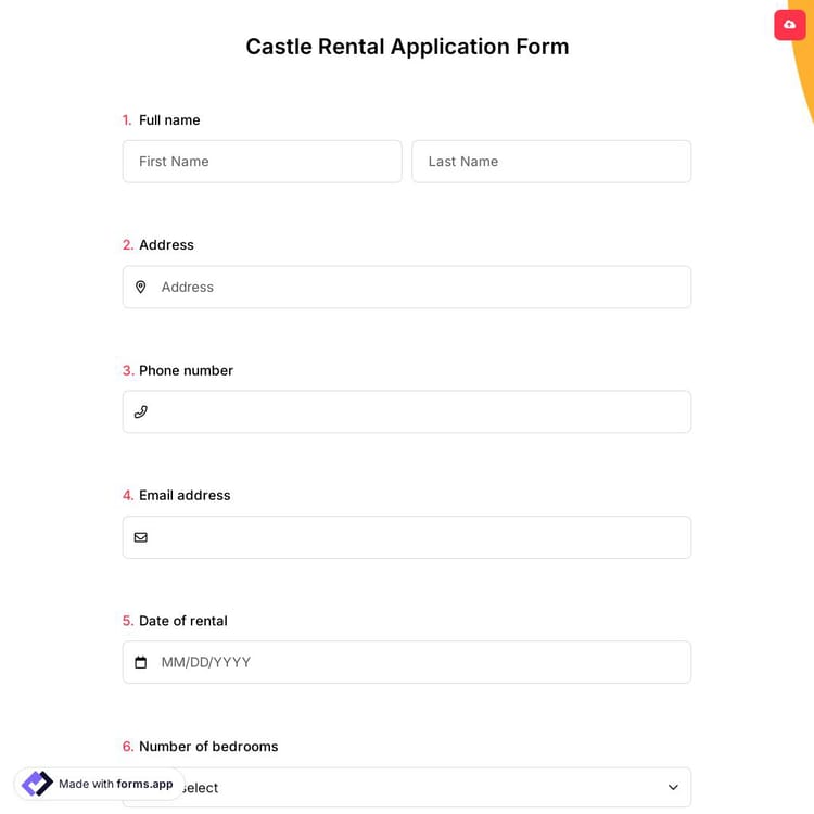Castle Rental Application Form