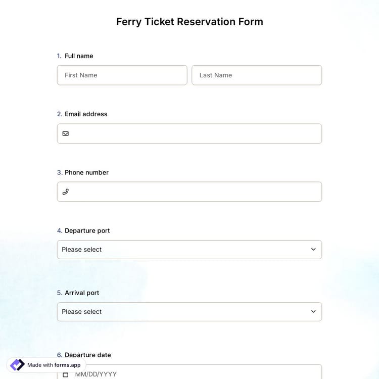Ferry Ticket Reservation Form