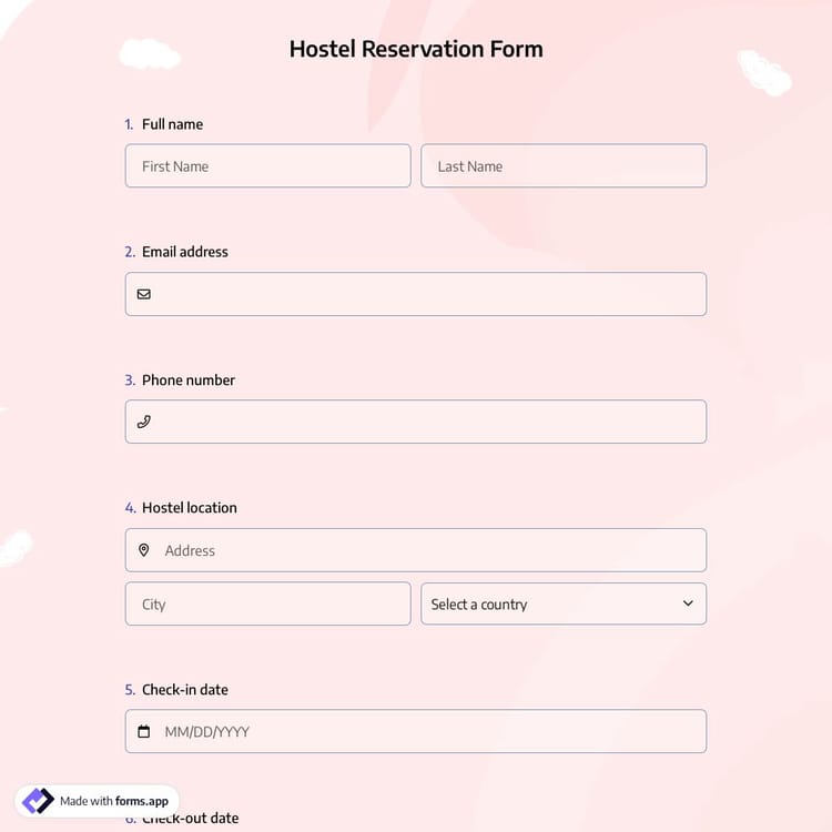 Hostel Reservation Form