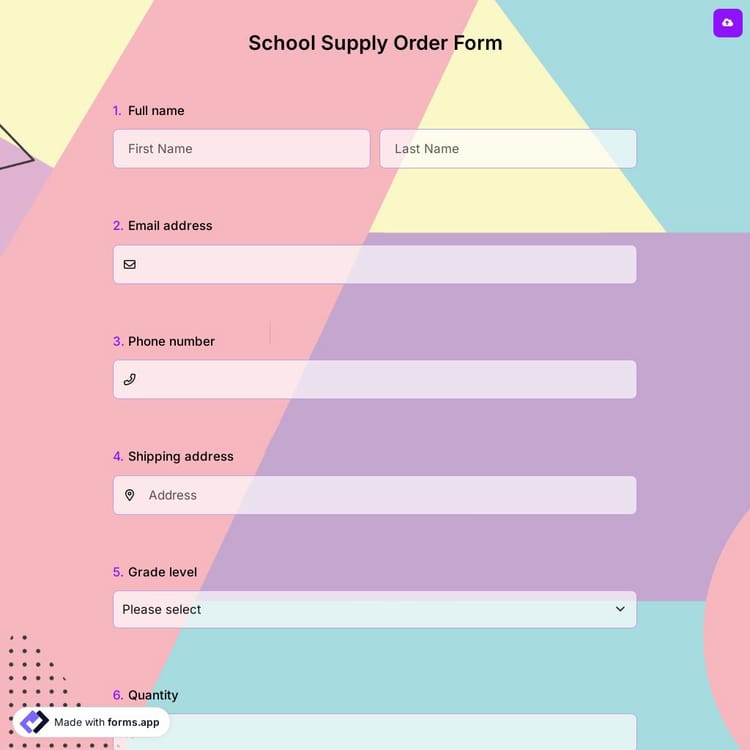 School Supply Order Form