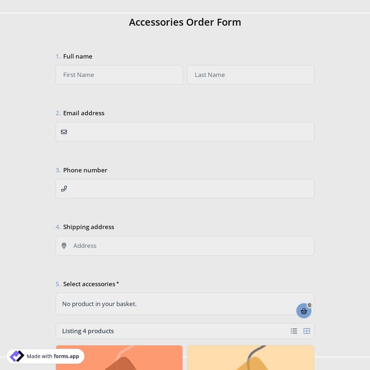 Accessories Order Form