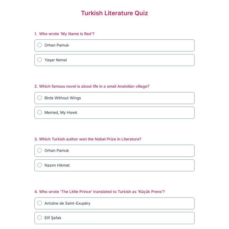 Turkish Literature Quiz