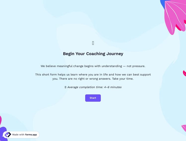 Life Coaching Intake Form